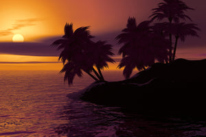 photo-wallpaper-the-lonely-island-in-the-sunset