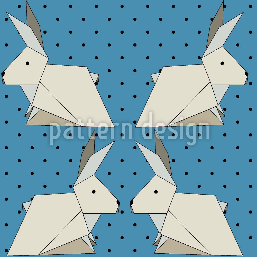 patterned-wallpaper-origami-rabbits-on-polkadots