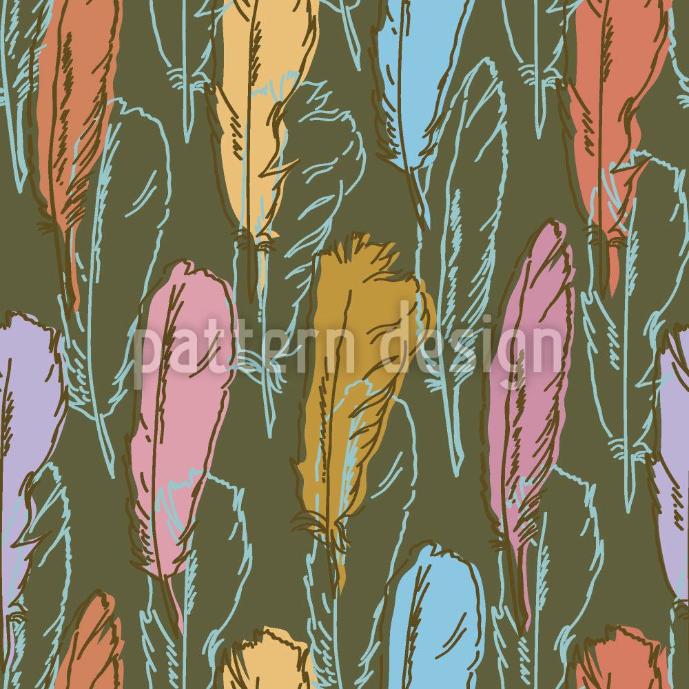 patterned-wallpaper-feathers-handdrawn-colorful