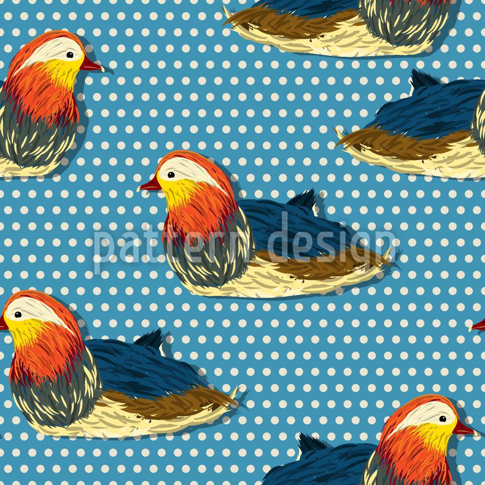 patterned-wallpaper-mandarin-ducks-on-polkadots