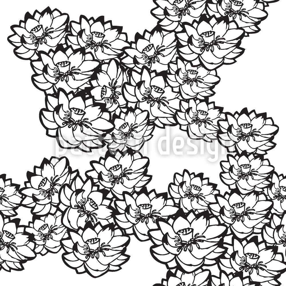 patterned-wallpaper-water-lilies-white