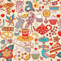 patterned-wallpaper-tea-party-in-summer