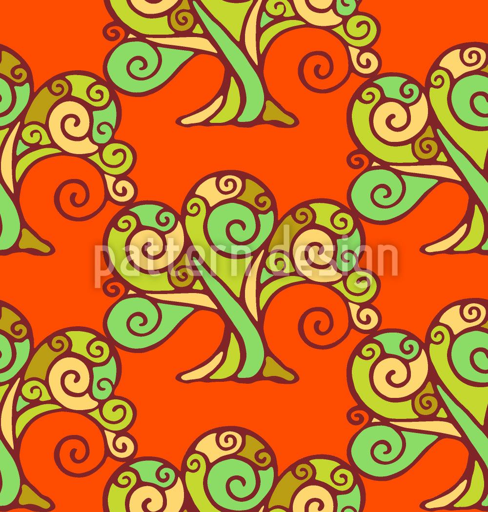 patterned-wallpaper-snail-forest-at-sunset