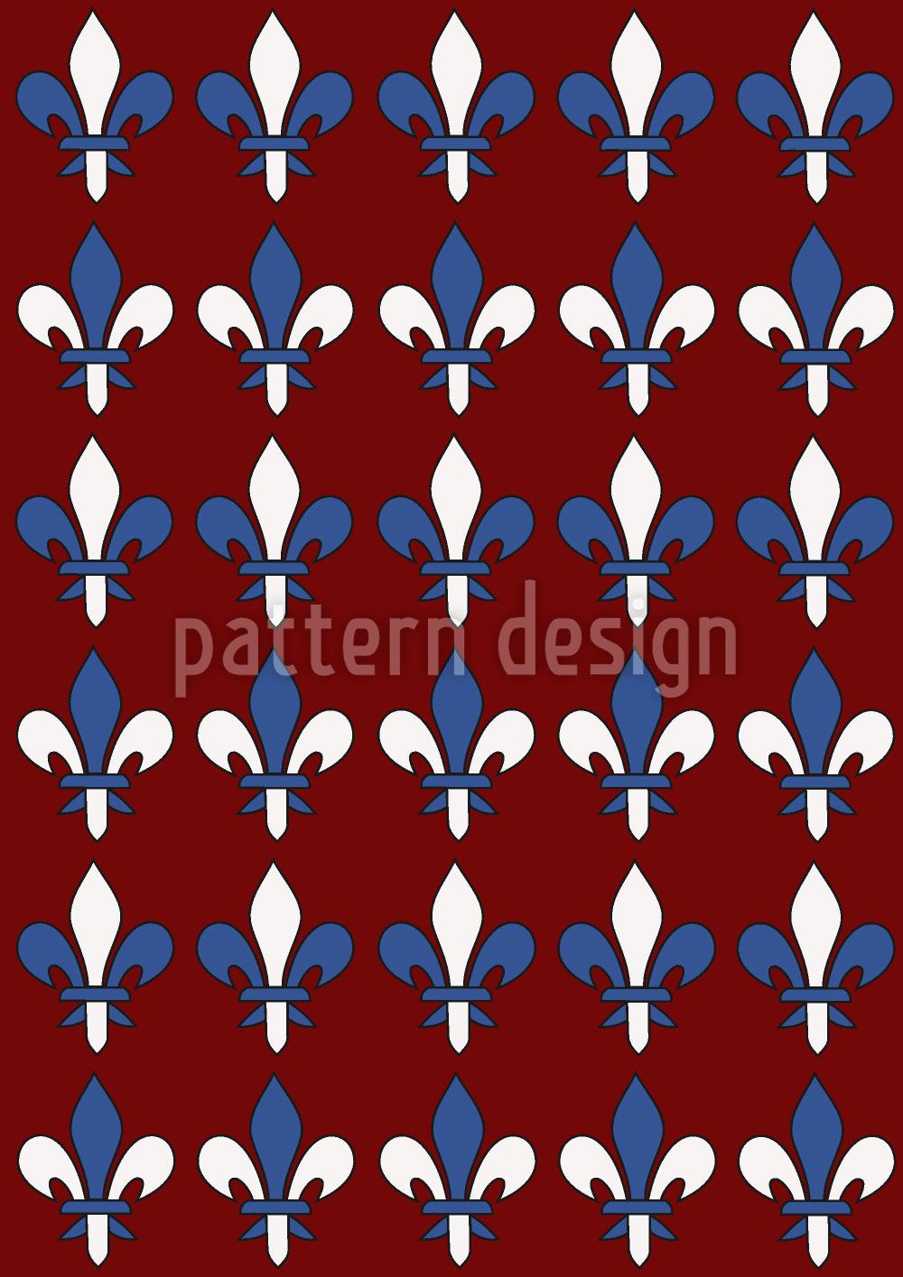 patterned-wallpaper-fleurs-de-lis-rouge