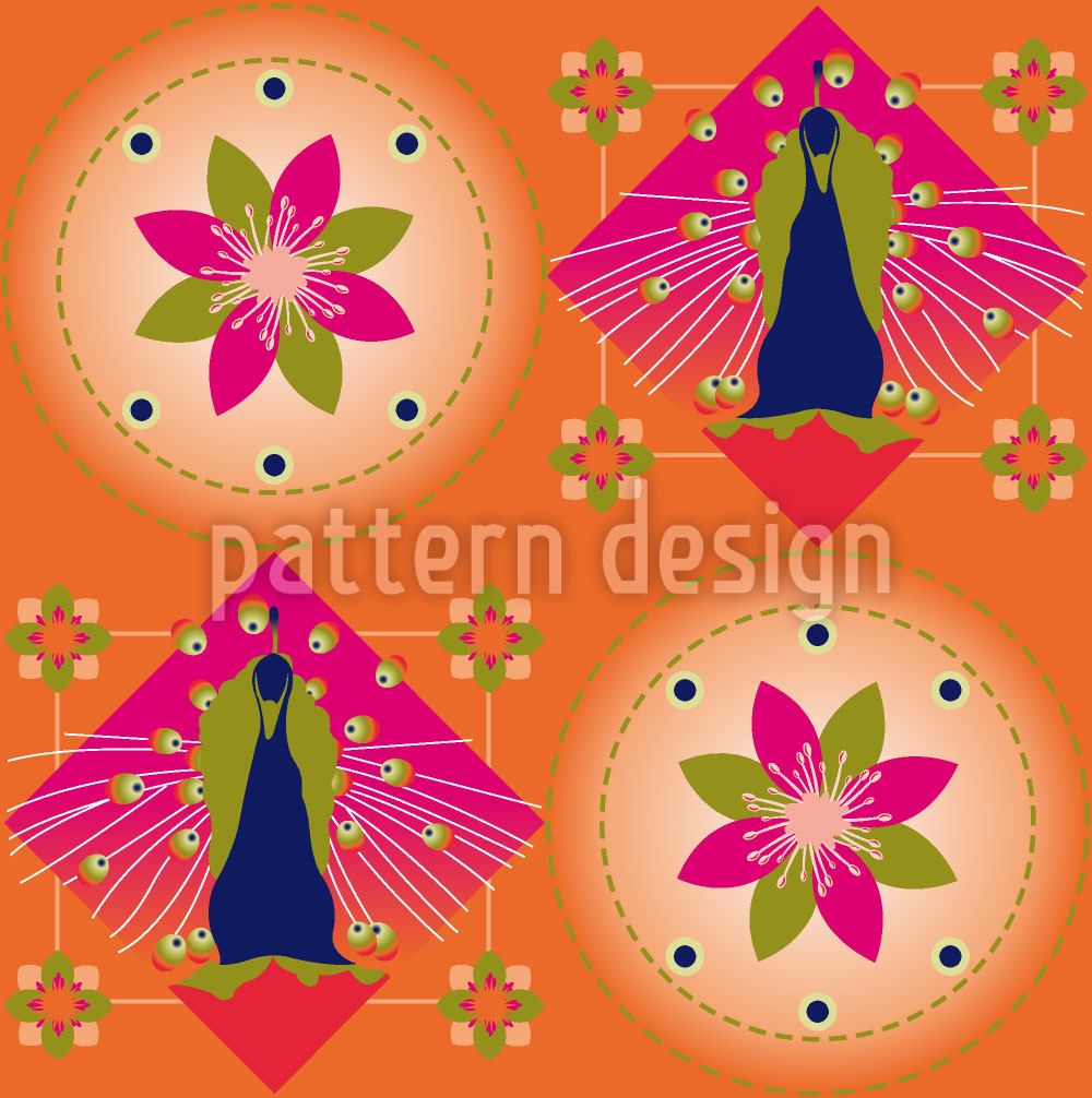 patterned-wallpaper-peacock-and-blossoms-orange