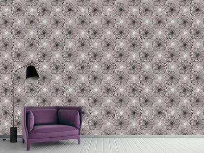 patterned-wallpaper-mallow-flowers