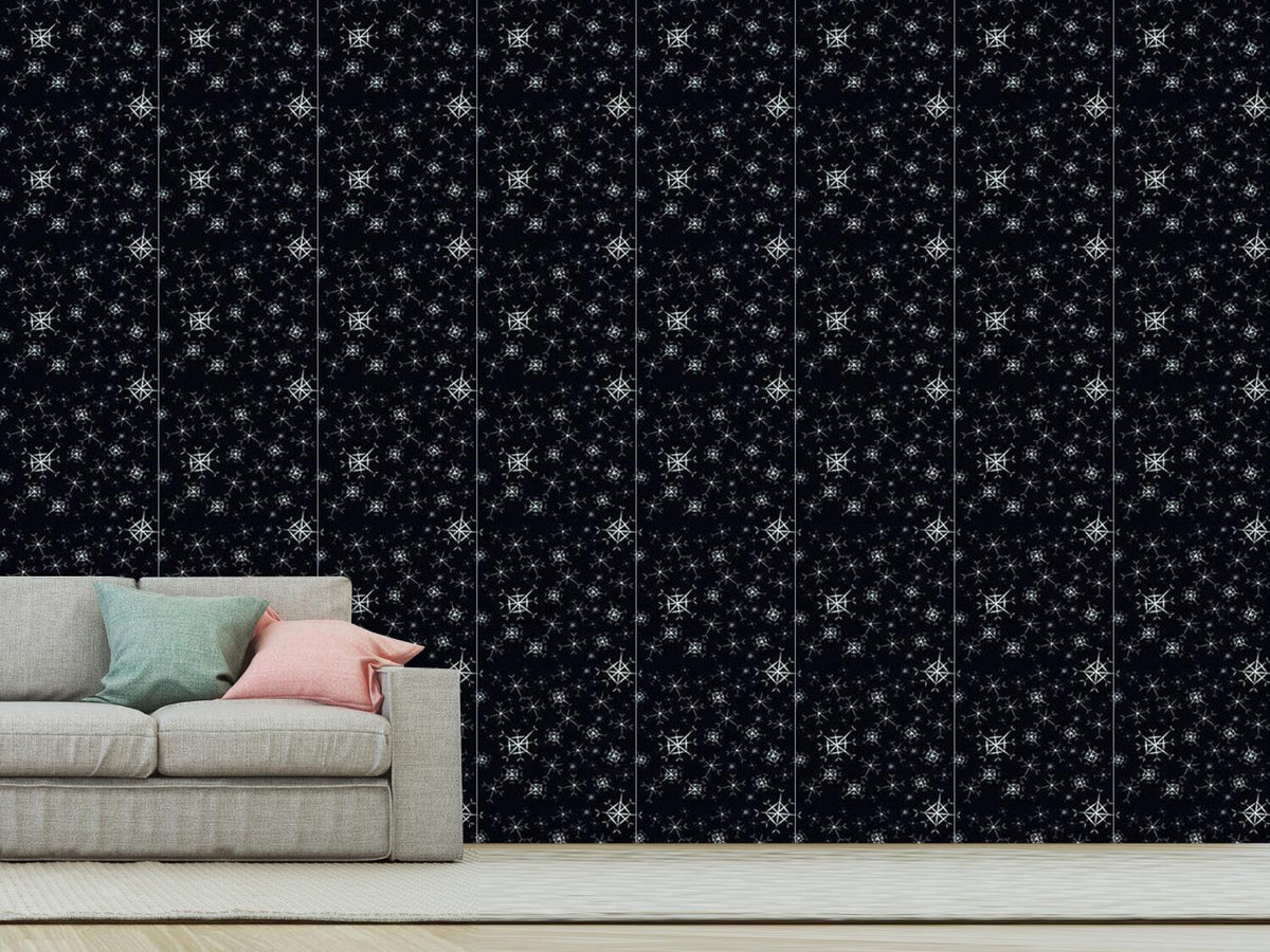 patterned-wallpaper-sparkling-snowflakes