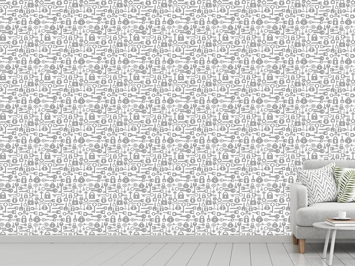 patterned-wallpaper-key-and-lock