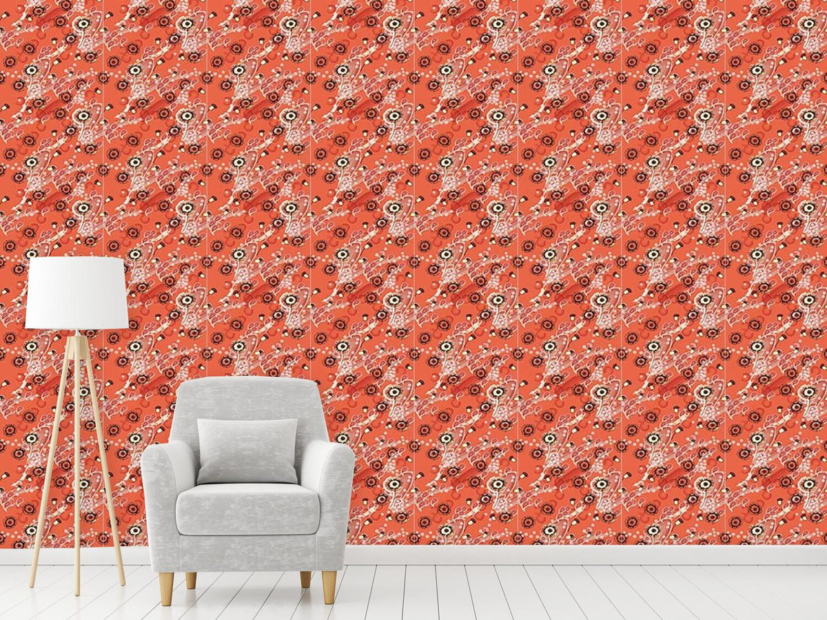 patterned-wallpaper-apricot-flora