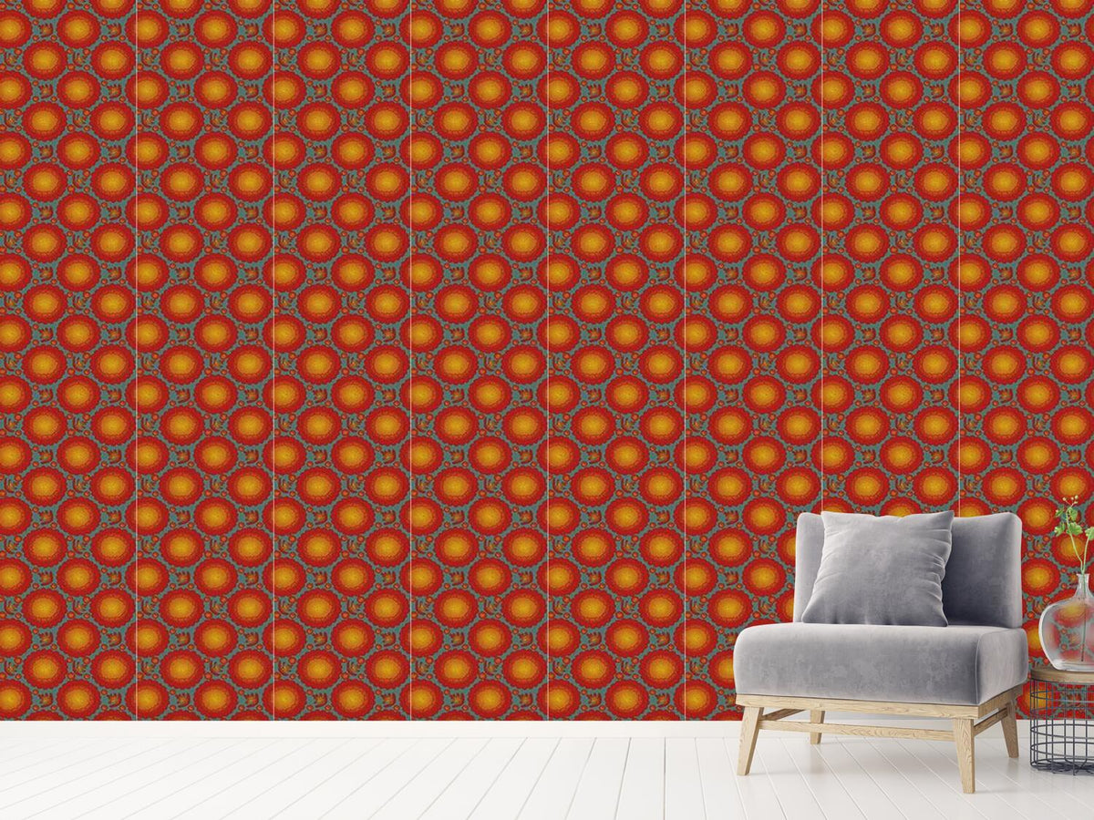 patterned-wallpaper-marigold-flowers