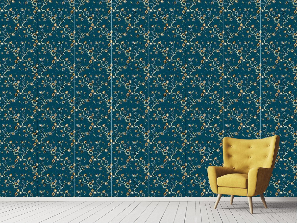 patterned-wallpaper-ethno-branches-teal