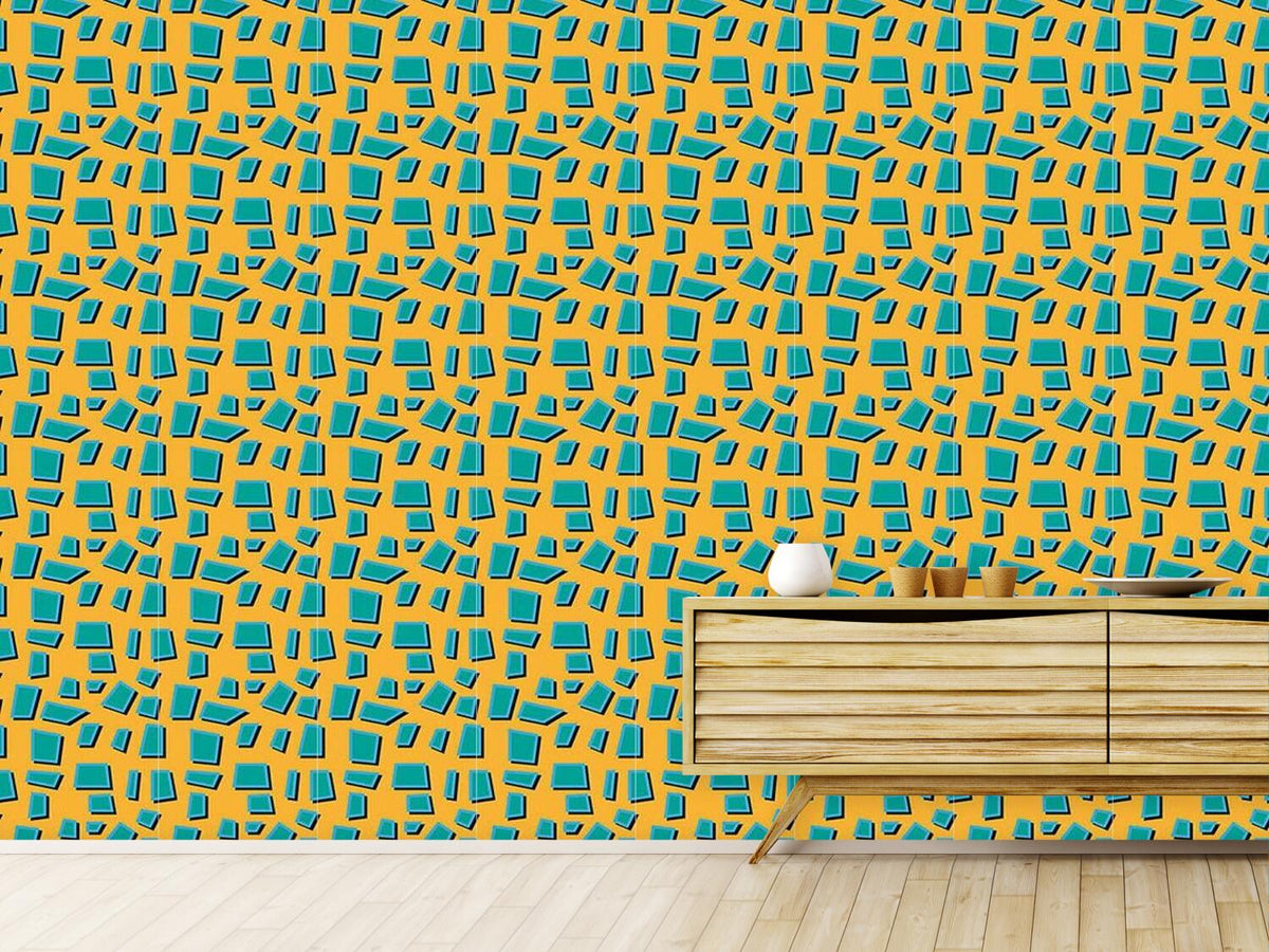 patterned-wallpaper-turquoise-trapezoids