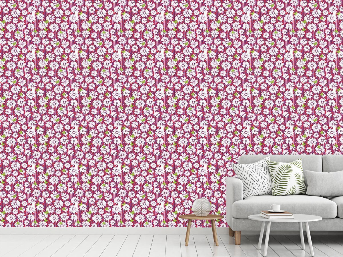 patterned-wallpaper-painted-daisies