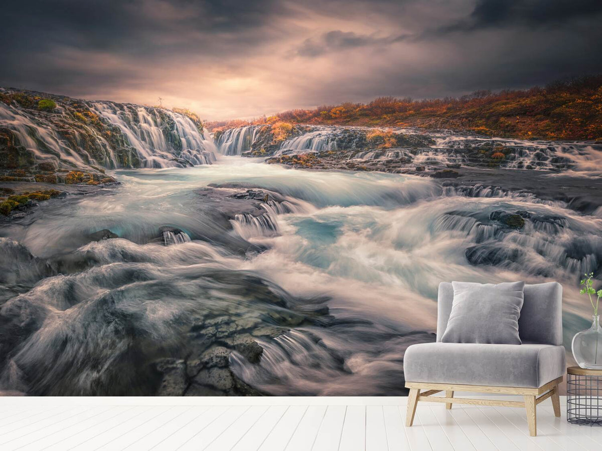 photo-wallpaper-sunset-at-bruarfoss-x