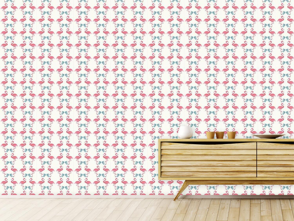 patterned-wallpaper-flamingo-dance