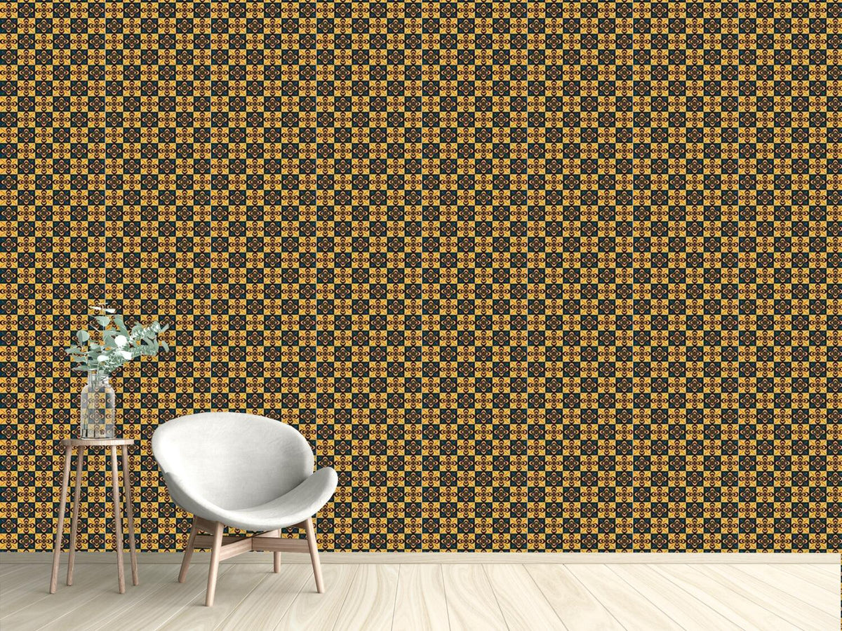 patterned-wallpaper-checkerboard-floral