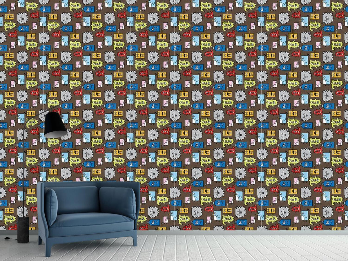 patterned-wallpaper-colorful-monsters