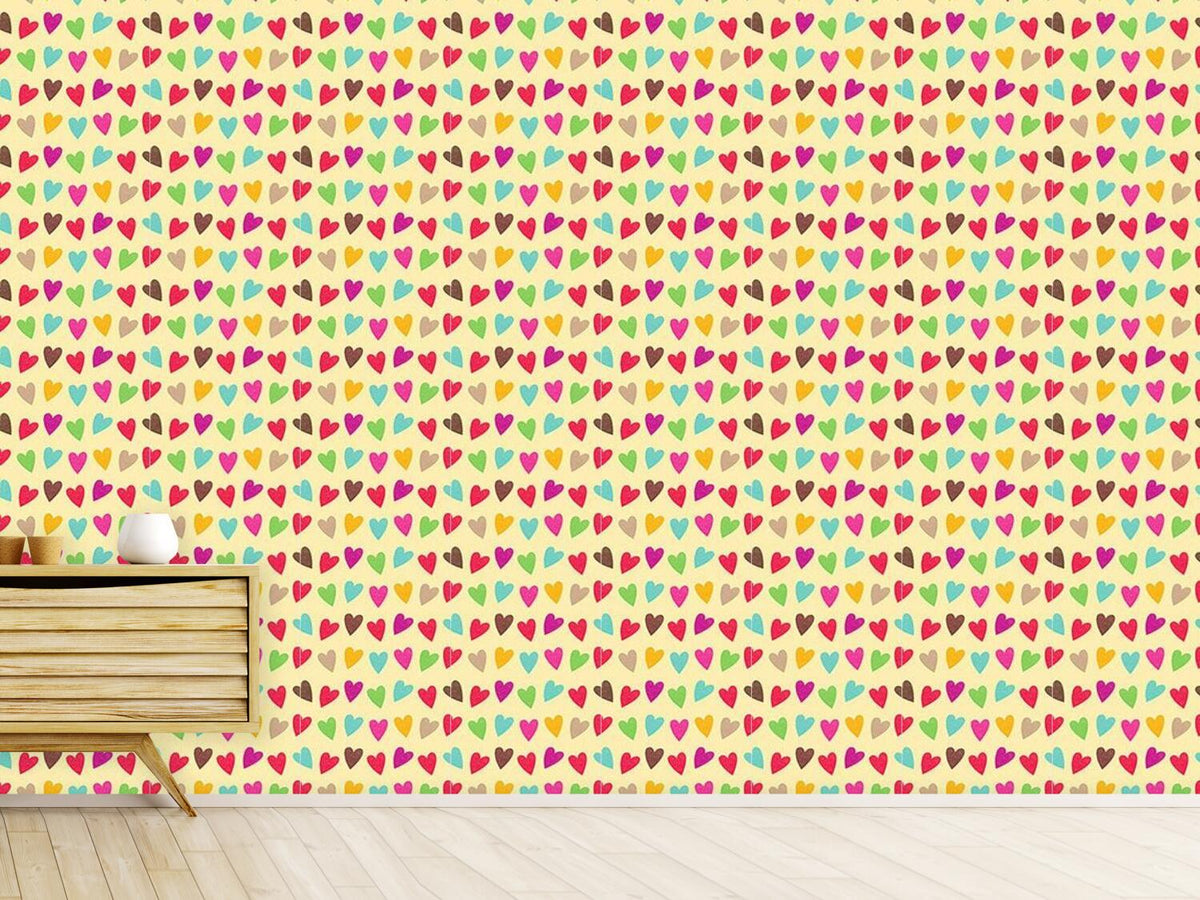 patterned-wallpaper-crocheted-hearts