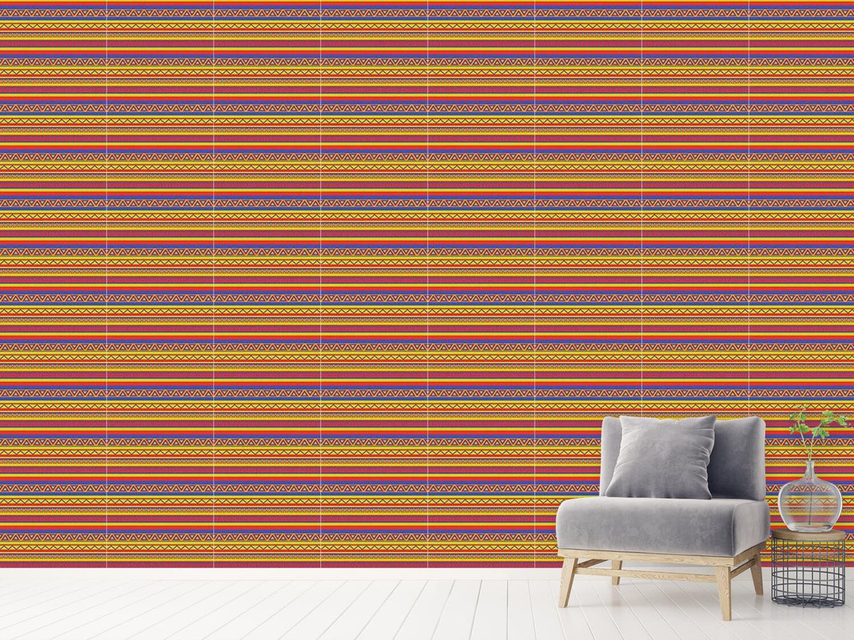 patterned-wallpaper-geometry-on-stripes