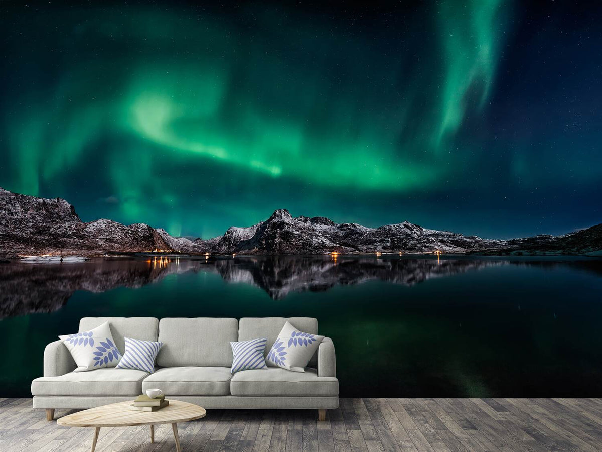 photo-wallpaper-lofoten-aurora-reflection