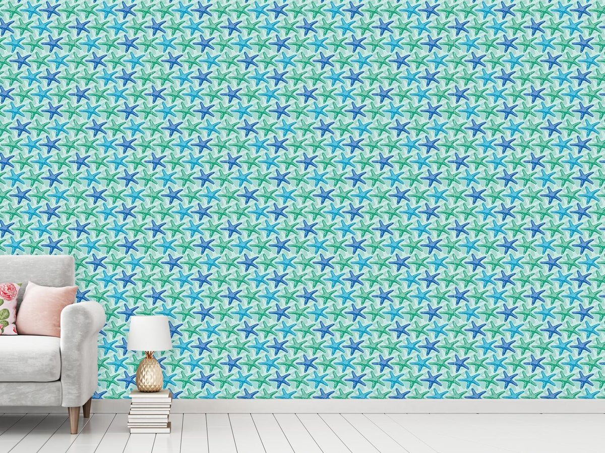 patterned-wallpaper-starfish-mint