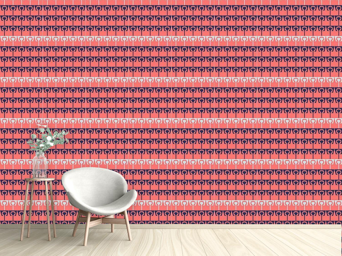 patterned-wallpaper-flowerpots-flamingo