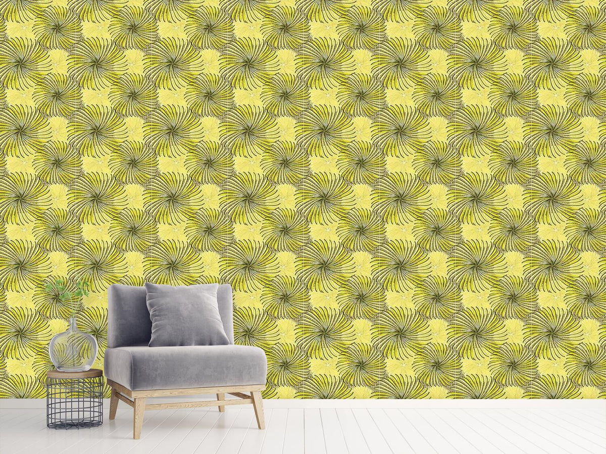 patterned-wallpaper-turning-wheels-yellow