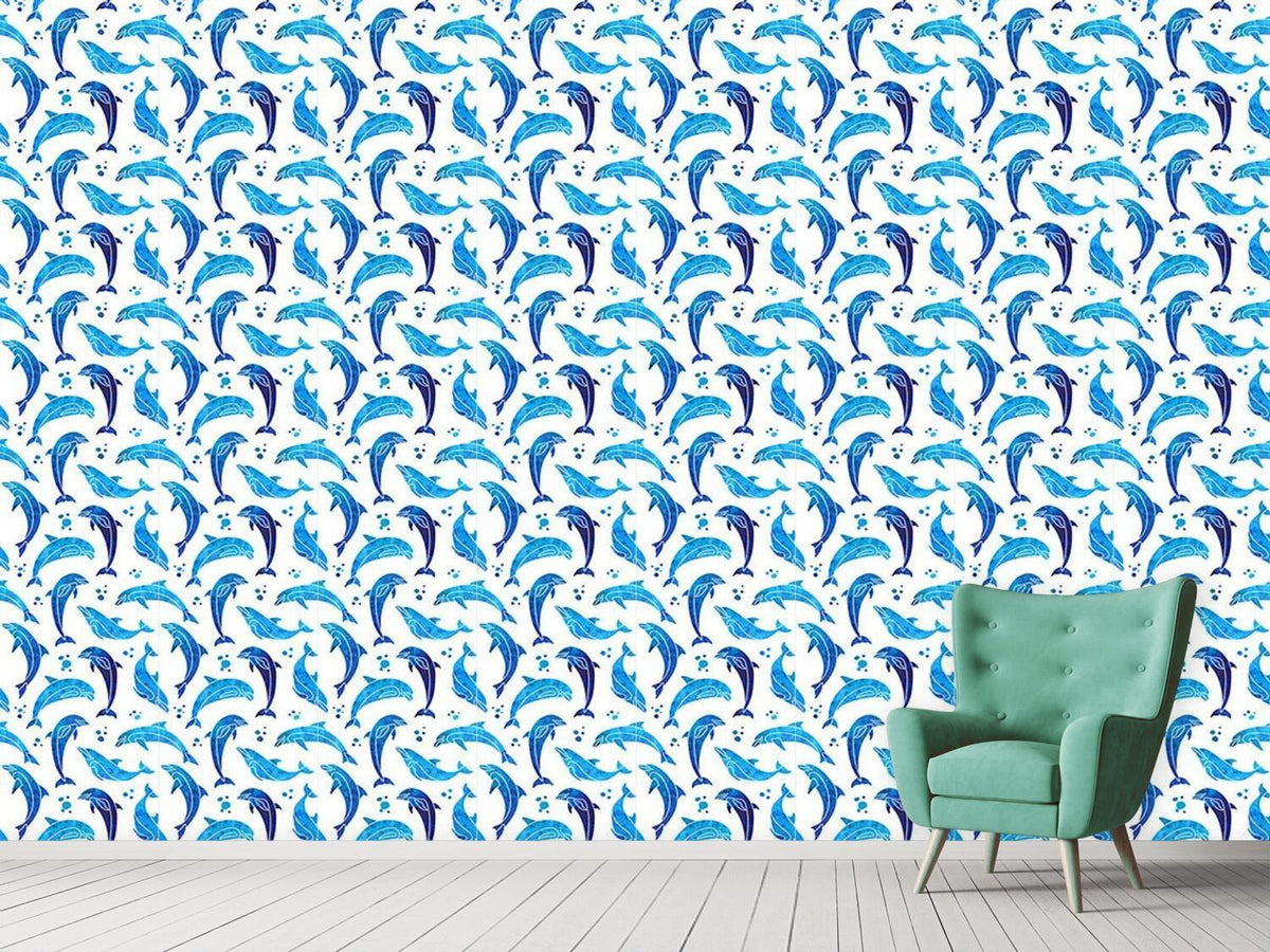 patterned-wallpaper-dolphins-in-water-color